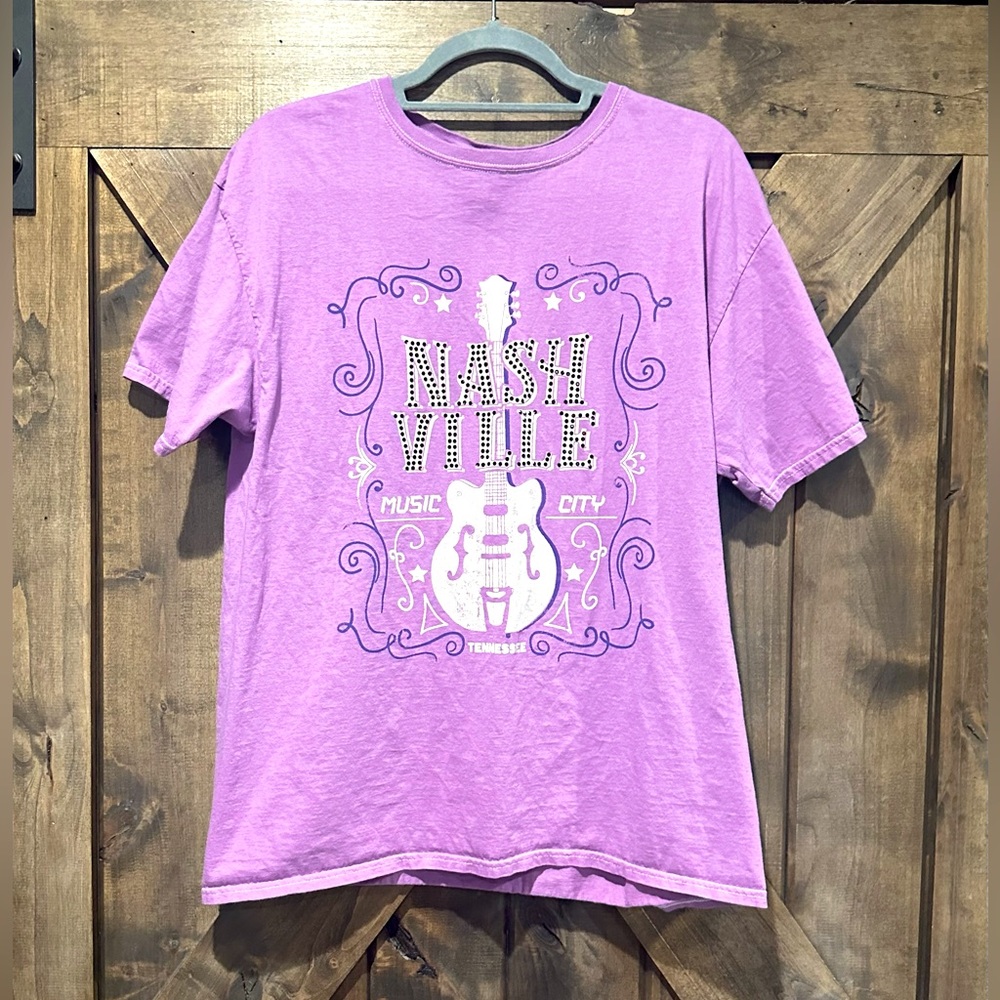 EUC Sweet Claire Purple Rhinestone Nashville Graphic Tee - Picture 10 of 10